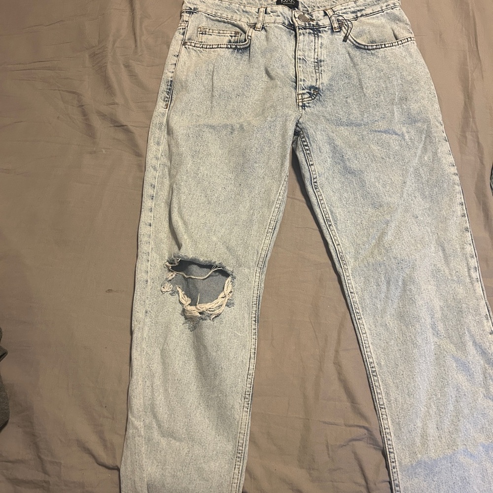 Men's Light Blue Distressed Jeans
